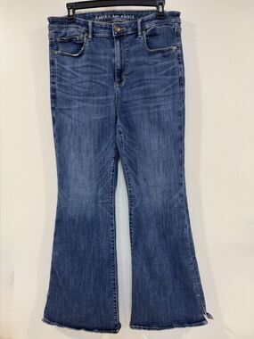 American Eagle Hi Rise Stretch Bootcut Flare Jeans Womens 14 31x29 Blue Dark Boh
